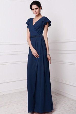 Robe demoiselle d'honneur longue v encolure fermeutre eclair de fourreau avec fronce