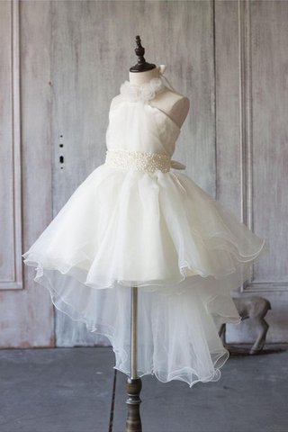 Robe cortège fille avec ruban ceinture en organza ligne a avec perle