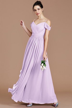 Robe demoiselle d'honneur a-ligne epaule nue de princesse manche nulle avec chiffon