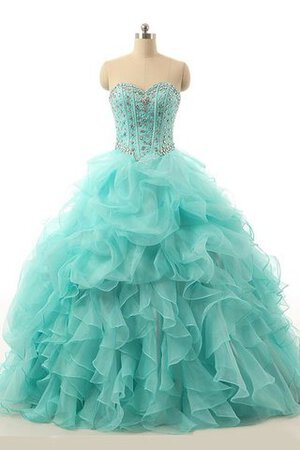 Robe de quinceanera avec décoration dentelle fermeutre eclair de lotus cordon avec perle