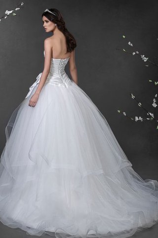 Robe de mariée naturel de traîne moyenne textile en tulle avec fronce de mode de bal