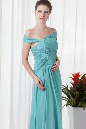 Robe de soirée d'epaule ecrite ruché fendu latérale avec décoration dentelle avec chiffon