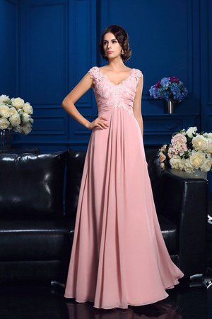 Robe mère de mariée longue avec chiffon avec sans manches appliques ligne a