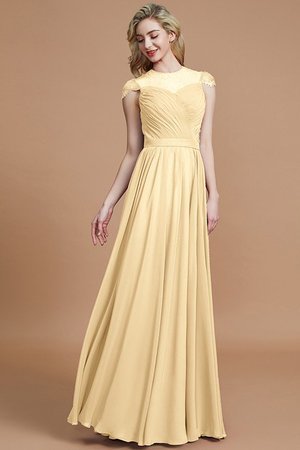 Robe demoiselle d'honneur naturel ligne a de princesse en chiffon avec manche courte