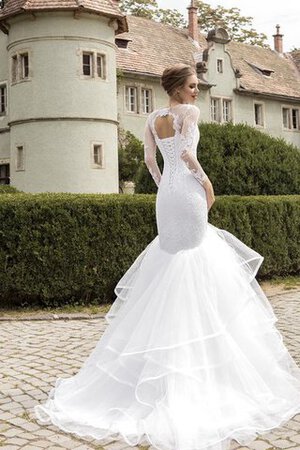 Robe de mariée naturel longueru au niveau de sol de sirène textile en tulle appliques