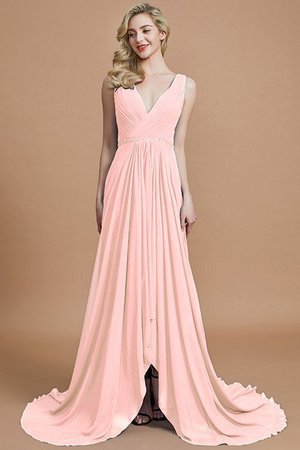 Robe demoiselle d'honneur ligne a v encolure manche nulle de princesse en chiffon