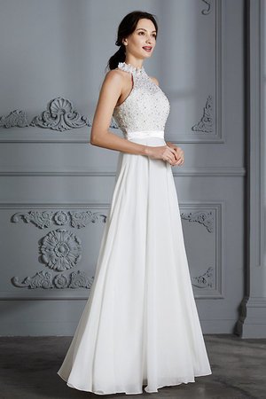 Robe de mariée naturel de princesse en chiffon jusqu'au sol encolure ronde