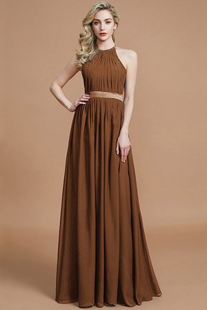 Robe demoiselle d'honneur naturel manche nulle en chiffon ligne a fermeutre eclair