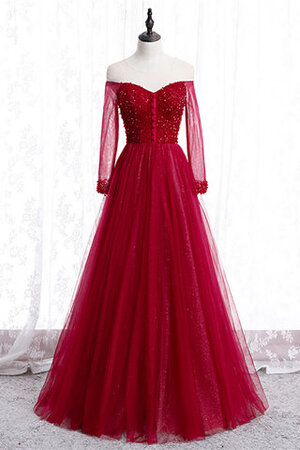 Robe de bal divin en salle encolure ronde avec perles longue