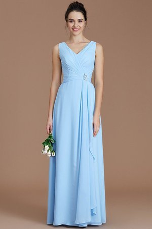 Robe demoiselle d'honneur avec chiffon ruché avec zip v encolure jusqu'au sol