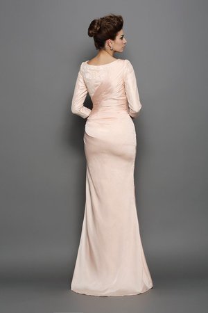 Robe mère de mariée naturel en 3/4 manche de sirène col en bateau avec chiffon