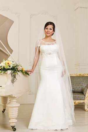 Robe de mariée naturel jusqu'au sol avec manche courte de sirène avec lacets