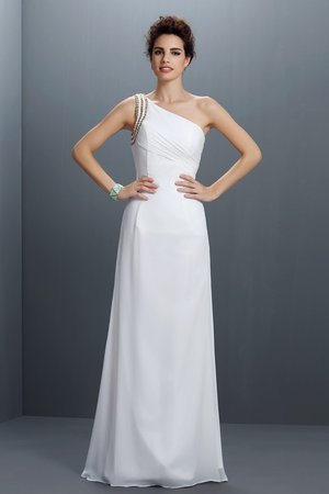 Robe de bal longue avec chiffon gaine longueur au niveau de sol manche nulle