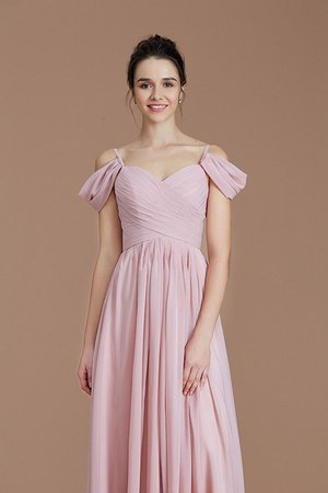 Robe demoiselle d'honneur naturel fermeutre eclair en chiffon ruché ligne a