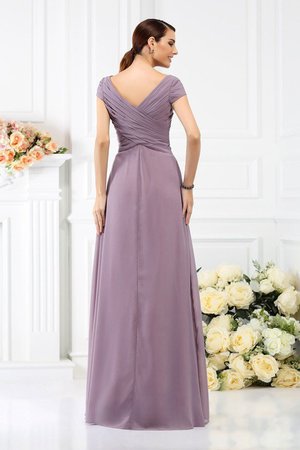 Robe demoiselle d'honneur longue plissé de col en v de princesse avec chiffon