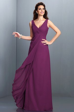 Robe demoiselle d'honneur plissage longue de princesse a-ligne bandouliere spaghetti