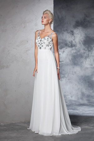 Robe de mariée longue a-ligne de tour de ceinture empire de princesse en chiffon