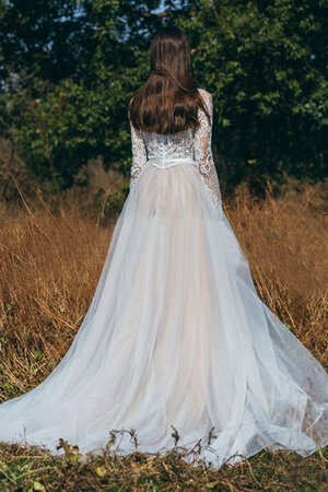 Robe de mariée ceinture en étoffe a plage col en bateau coupé solennel