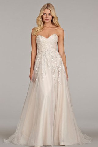 Robe de mariée avec cristal col en forme de cœur ligne a de traîne moyenne textile en tulle