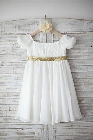 Robe cortège fille de princesse de col bateau avec fleurs a-ligne fermeutre eclair