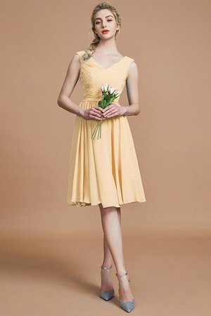 Robe demoiselle d'honneur naturel avec chiffon manche nulle ruché de princesse