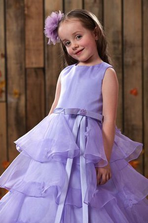 Robe cortège fille a-ligne avec gradins avec fleurs elevé