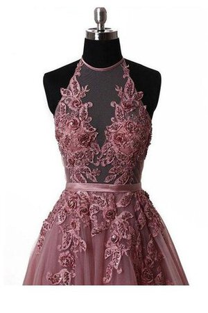 Robe de bal à la mode romantique manche nulle decoration en fleur elevé