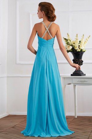 Robe de soirée avec zip en chiffon avec perle dénudé longueur au ras du sol