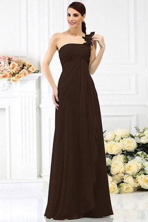 Robe demoiselle d'honneur plissé en chiffon a-ligne jusqu'au sol fermeutre eclair