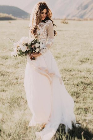 Robe de mariée avec chiffon textile en tulle v encolure avec manche longue adorable