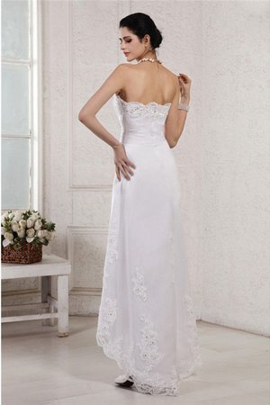 Robe de mariée haut bas asymétrique appliques en forme manche nulle