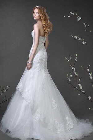 Robe de mariée avec perle avec fronce de bustier de sirène manche nulle