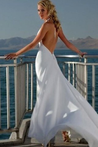 Robe de mariée avec perle manche nulle v encolure en plage de traîne moyenne