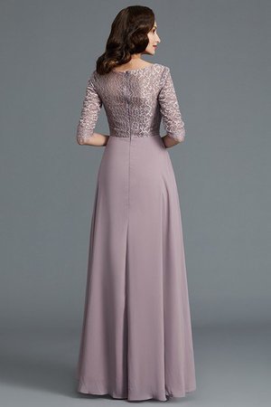 Robe mère de mariée naturel a-ligne encolure ronde en chiffon avec manche 1/2