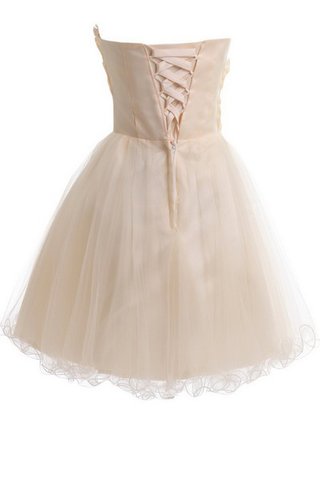 Robe de graduation naturel avec perle ligne a textile en tulle de lotus