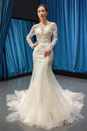 Robe de mariée énergique textile en tulle avec manche longue longue discrete