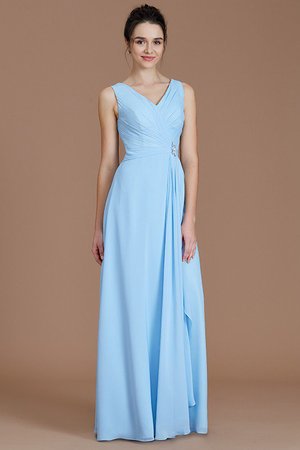 Robe demoiselle d'honneur avec chiffon ruché avec zip v encolure jusqu'au sol