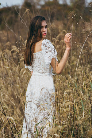 Robe de mariée bucolique a plage éblouissant avec nœud classique