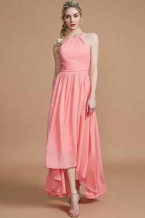 Robe demoiselle d'honneur asymétrique de dos nu manche nulle ligne a avec chiffon