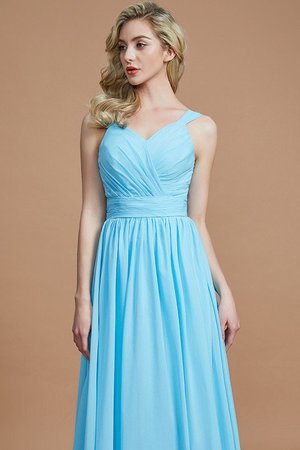 Robe demoiselle d'honneur naturel en chiffon ligne a jusqu'au sol manche nulle