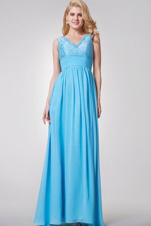 Robe demoiselle d'honneur romantique longue v encolure a-ligne fermeutre eclair