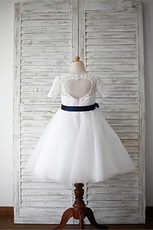 Robe cortège fille naturel de princesse encolure ronde ligne a ceinture en étoffe