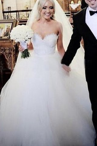 Robe de mariée naturel avec décoration dentelle avec perle de mode de bal de col en cœur