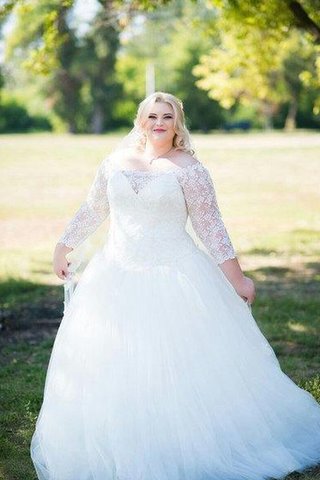 Robe de mariée elégant avec manche 3/4 de mode de bal textile en tulle a-ligne