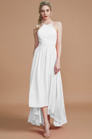 Robe demoiselle d'honneur asymétrique de dos nu manche nulle ligne a avec chiffon