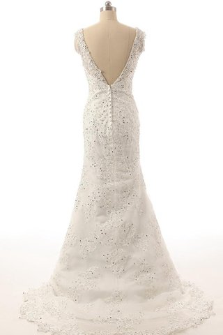 Robe de mariée brillant avec décoration dentelle en organza fermeutre eclair cordon