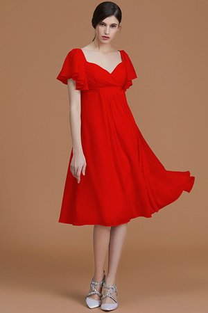 Robe demoiselle d'honneur naturel col en forme de cœur avec chiffon ruché avec zip