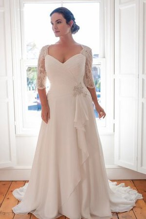 Robe de mariée sexy facile a-ligne avec décoration dentelle sans empire