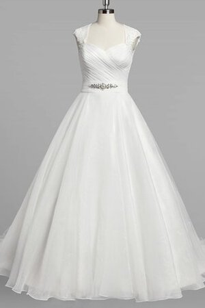 Robe de mariée naturel avec manche courte avec manche épeules enveloppants ruché en organza