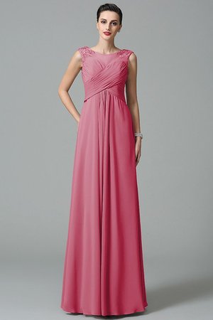 Robe demoiselle d'honneur de princesse a-ligne en chiffon avec zip encolure ronde